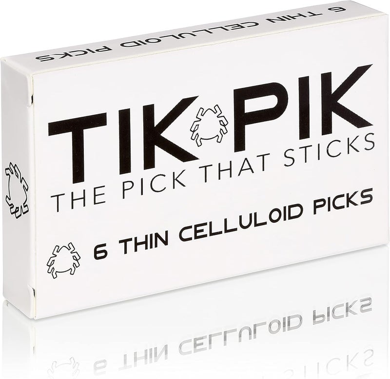 Tik Pik طقم 6 قطع من ريش الجيتار للجيتارات الصوتية والبيس | كما تم عرضه في برنامج شارك تانك | رفيع أسود - Image 3